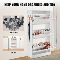 Vevor Shoe Cabinet With 3 Flip Drawers Free Standing Shoe Storage Organizer With Side Hooks For Heels Shoe Storage Cabinet For