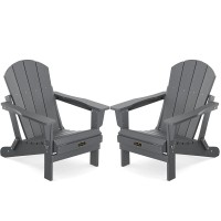 Serwall Adirondack Chair Set Of 2 For Patio Garden Outdoors Fire Pit- (Folding Gray)