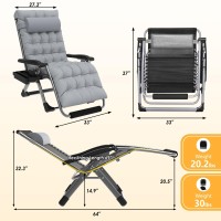 Slendor Oversized Zero Gravity Chairs Xxl 33In Padded Zero Gravity Lounge Chair Lawn Recliner Folding Patio Reclining Chair W