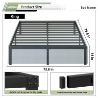 Emoda 14 Inch King Bed Frame With Fabric Cover Heavy Duty Metal King Platform Bed Frame No Box Spring Needed Noise Free Easy