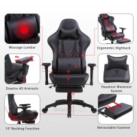 Dowinx Gaming Chair Ergonomic Racing Style Recliner With Massage Lumbar Support 4D Armrests Gamer Chair For Computer Pu Leather