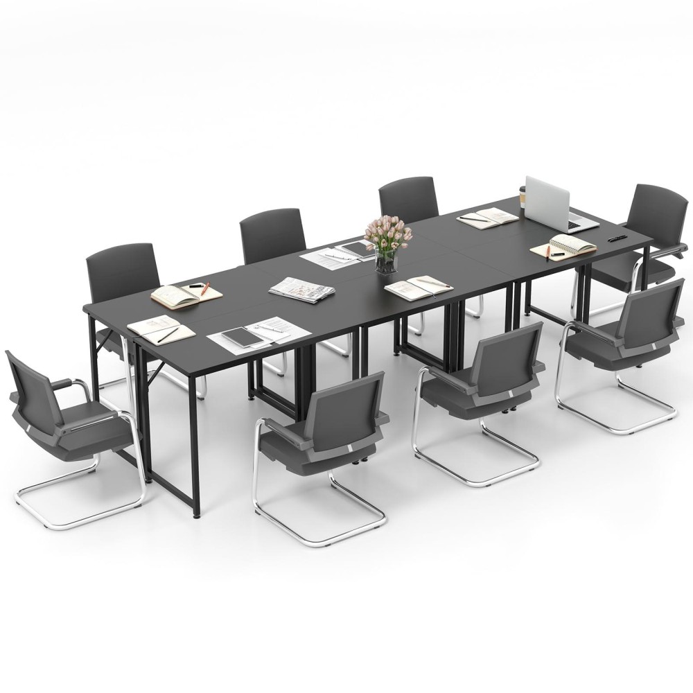 Tangkula Set Of 6 Conference Tables, Rectangular Meeting Room Table With Adjustable Foot Pads, Seminar Table For School Or College, Boardroom Desk, Study Writing Desk, Home Office Desk