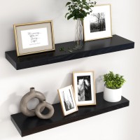 30 Inch Floating Shelves Black Wood Floating Shelves For Wall Set Of 2 30 Long Wooden Wall Shelves For Living Room Bedroom B