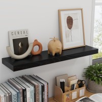 30 Inch Floating Shelves Black Wood Floating Shelves For Wall Set Of 2 30 Long Wooden Wall Shelves For Living Room Bedroom B