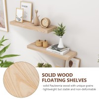 Natural Wood Floating Shelves 24 Inch Wood Floating Shelves Set Of 2 Natural Raw Wood Shelves For Living Room Bedroom Home Off