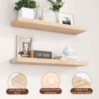 Natural Wood Floating Shelves 30 Inch Floating Shelves For Wall Set Of 2 Natural Raw Wooden Wall Shelves For Living Room Bedro