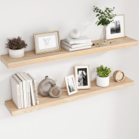 Natural Wood Floating Shelves 48 Inch Wood Floating Shelves Set Of 2 Natural Raw Wood Shelves For Living Room Bedroom Home Off