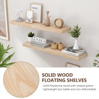 Natural Wood Floating Shelves 36 Inch Wood Floating Shelves Set Of 2 Natural Raw Wood Shelves For Living Room Bedroom Home Off