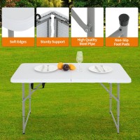 Bestoffice Camping Folding 4 Foot Plastic Table White