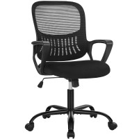 Smug Office Chair Mid Back Computer Ergonomic Mesh Desk With Larger Seat Executive Height Adjustable Swivel Task With Lumbar S