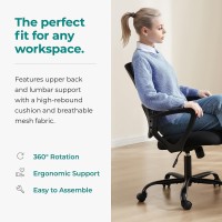 Smug Office Chair Mid Back Computer Ergonomic Mesh Desk With Larger Seat Executive Height Adjustable Swivel Task With Lumbar S