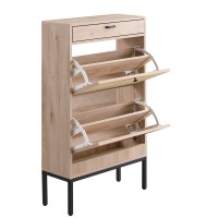 Xiao Wei Shoe Cabinet Natural Rectangular Rattan Shoe Storage Organizer Cabinet With 2 Flip Drawers Freestanding Shoe Rack Wit