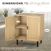 Our Modern Space Rattan Sideboard Buffet Cabinet | Kitchen Storage Dresser With Rattan Doors | Cupboard Console Table For Living Room, Dining Room Tv Stand