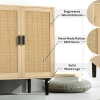 Our Modern Space Rattan Sideboard Buffet Cabinet | Kitchen Storage Dresser With Rattan Doors | Cupboard Console Table For Living Room, Dining Room Tv Stand