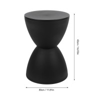 Small Plastic Black Drum Side Table Plastic Hourglass Modern End Table Round Outdoor Stool Side Table For Coffee Patio Indoor Home Bedroom (Black)