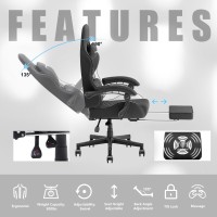 Dowinx Gaming Chair Fabric With Pocket Spring Cushion Massage Game Chair Cloth With Headrest Ergonomic Computer Chair With Foo