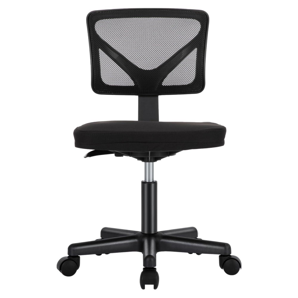 Sweetcrispy Armless Desk Chairs Ergonomic Low Back Computer Chair No Arms Adjustable Rolling Mesh Task Work Swivel Chairs With