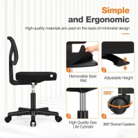 Sweetcrispy Armless Desk Chairs Ergonomic Low Back Computer Chair No Arms Adjustable Rolling Mesh Task Work Swivel Chairs With