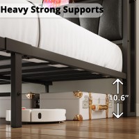 Likimio California King Bed Frame Storage Headboard With Charging Station Solid And Stable Noise Free No Box Spring Needed