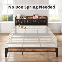 Likimio California King Bed Frame Storage Headboard With Charging Station Solid And Stable Noise Free No Box Spring Needed