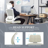 Mimoglad Office Chair High Back Ergonomic Desk Chair With Adjustable Lumbar Support And Headrest Swivel Task Chair With Flipu