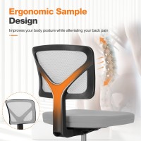 Sweetcrispy Armless Desk Chairs Ergonomic Low Back Computer Chair No Arms Adjustable Rolling Mesh Task Work Swivel Chairs With