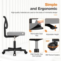 Sweetcrispy Armless Desk Chairs Ergonomic Low Back Computer Chair No Arms Adjustable Rolling Mesh Task Work Swivel Chairs With