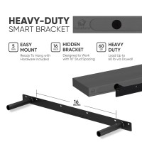 Homeforia Gray Floating Shelves For Wall Premium Solid Wood Grey Shelf Grey Bathroom Shelves Heavy Duty Bracket 30 X 65 X 1