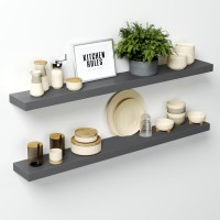 Homeforia Gray Floating Shelves For Wall Premium Solid Wood Grey Shelf Grey Bathroom Shelves Heavy Duty Bracket 48 X 65 X 1