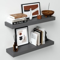 Homeforia Gray Floating Shelves For Wall Premium Solid Wood Grey Shelf Grey Bathroom Shelves Heavy Duty Bracket 24 X 65 X 1