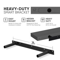 Homeforia Gray Floating Shelves For Wall Premium Solid Wood Grey Shelf Grey Bathroom Shelves Heavy Duty Bracket 24 X 65 X 1