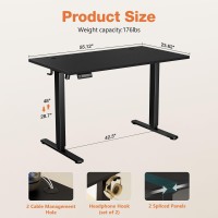 Sweetcrispy Electric Adjustable Height Standing Desk - 55 X 24 Inch Sit To Stand Up Desk With Splice Board  Rising Home Office Computer Table With 2 Hook And Wire Hole For Work