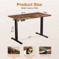 Sweetcrispy Electric Adjustable Height Standing Desk - 55 X 24 Inch Sit To Stand Up Desk With Splice Board  Rising Home Office Computer Table With 2 Hook And Wire Hole For Work