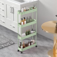 Spacelead Slim Storage Cart 4 Tier Storage Organizer Rolling Utilitymobile Shelving Unit Slide Out Storage Cart For Office Ba