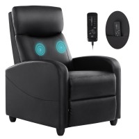 Sweetcrispy Recliner Chair For Adults Massage Pu Leather Small Recliner Home Theater Seating With Lumbar Support Adjustable Mo