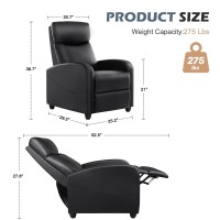 Sweetcrispy Recliner Chair For Adults Massage Pu Leather Small Recliner Home Theater Seating With Lumbar Support Adjustable Mo