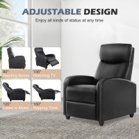 Sweetcrispy Recliner Chair For Adults Massage Pu Leather Small Recliner Home Theater Seating With Lumbar Support Adjustable Mo