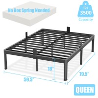 Fuiobyvv Queen Bed Frame With Round Corner Edge Legs 18 Inch High 3500 Lbs Heavy Duty Metal Platform Bed Frame Queen Size No Box