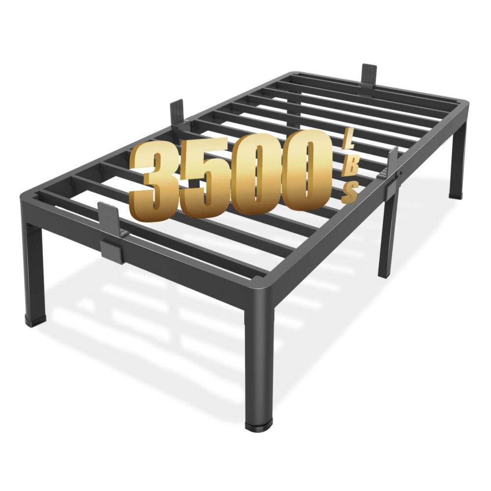 Fuiobyvv Twin Xl Bed Frames With Round Corner Edge Legs 18 Inch High 3500 Lbs Heavy Duty Metal Platform Bed Frame Twin Size No B