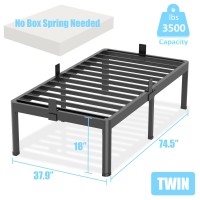 Fuiobyvv Twin Bed Frames With Round Corner Edge Legs 18 Inch High 3500 Lbs Heavy Duty Metal Platform Bed Frame Twin Size No Box