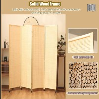 5Ft 6Ft Tall Wood Screen Divider, Folding Privacy Screen Indoor On Lockable Wheels, 3 4 5 6 Panels Decorative Partition Wall For Dressing Room Teahouse Studio Lobby, Bamboo Mesh Separation (Size : 17