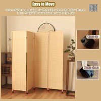 5Ft 6Ft Tall Wood Screen Divider, Folding Privacy Screen Indoor On Lockable Wheels, 3 4 5 6 Panels Decorative Partition Wall For Dressing Room Teahouse Studio Lobby, Bamboo Mesh Separation (Size : 17