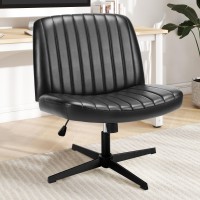 Dumos Cirss Cross Chair Legged Office Wide Comfy Desk Seat No Wheels Armless Computer Task Seating Swivel Vanity Home Height A