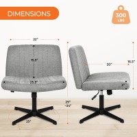 Neo Chair Criss Cross Chair Armless Legged Office Desk Chair No Wheels Swivel Modern Ergonomic Vanity Fabric Wide Comfy Comput