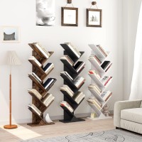 Function Home 9 Tier Tree Bookshelf, Free Standing Book Shelves, Unique Wood Storage Rack for Living Room, Bedroom, Home Office,2 Set,White