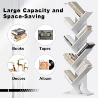 Function Home 9 Tier Tree Bookshelf, Free Standing Book Shelves, Unique Wood Storage Rack for Living Room, Bedroom, Home Office,2 Set,White