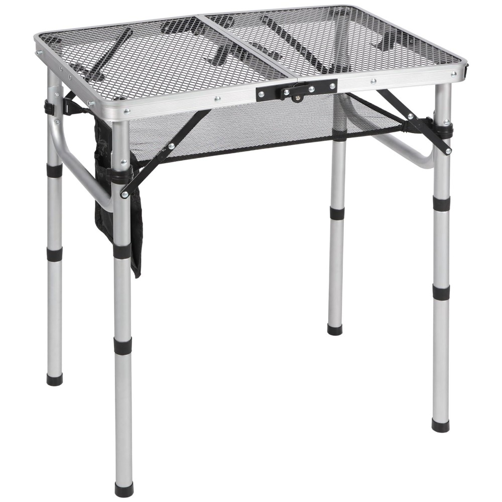 Redcamp Small Folding Grill Table For Outside 2Ft Lightweight 4 Height Adjustable Portable Metal Table With Mesh Desktop Outdo