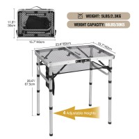 Redcamp Small Folding Grill Table For Outside 2Ft Lightweight 4 Height Adjustable Portable Metal Table With Mesh Desktop Outdo