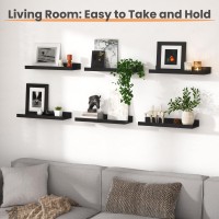 Upsimples Floating Shelves For Wall Wall Shelves For Decor Storage Set Of 6 Wall Mounted Wood Shelves For Bedroom Living Room