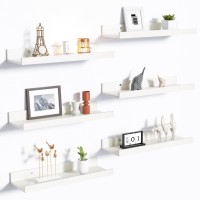 Upsimples Floating Shelves For Wall Wall Shelves For Decor Storage Set Of 6 Wall Mounted Wood Shelves For Bedroom Living Room